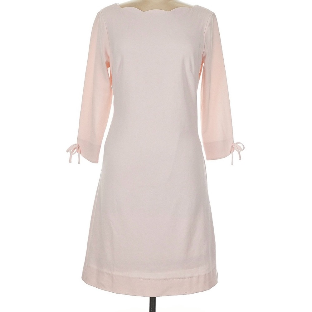 Talbots Pink Sheath Dress 3/4 Sleeve Crew Neck